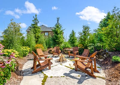 Front yard and walkway landscape design in East Garafraxa by Tumber & Associates