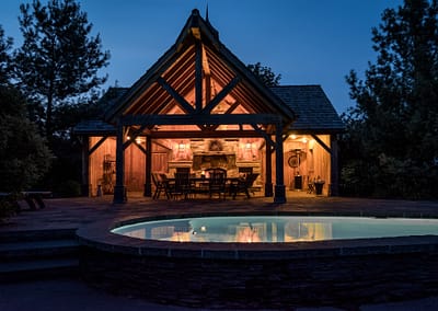 Hockley Valley Retreat Backyard Landscape Design, Pool, and Outdoor Structure by Tumber & Associates