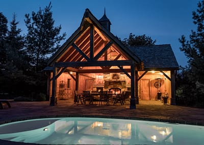 Hockley Valley Retreat Backyard Landscape Design, Pool, and Outdoor Structure by Tumber & Associates