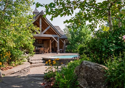 Hockley Valley Retreat Backyard Landscape Design, Pool, and Outdoor Structure by Tumber & Associates