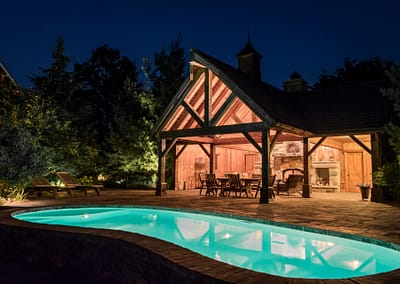 Hockley Valley Retreat Backyard Landscape Design, Pool, and Outdoor Structure by Tumber & Associates